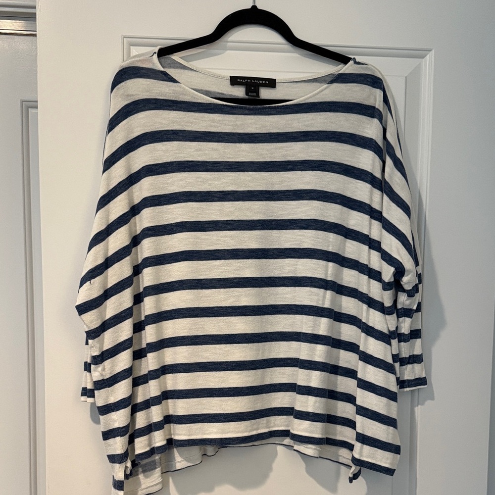 Ralph Lauren Blue and White Striped Sweatshirt
